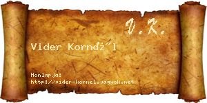 Vider Kornél névjegykártya