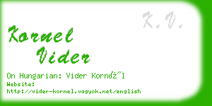 kornel vider business card